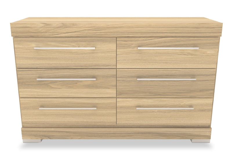 Riley 5pc Bedroom Set with Panel Bed, Dresser & Mirror, Made in Canada, Natural - Twin Size