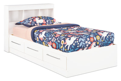 Riley Mates Bed with Bookcase Headboard Set for Kids, Made in Canada, White - Twin Size | Lit matelot Riley avec ensemble de tête de lit bibliothèque pour enfants, fabriqué au Canada, blanc - format lit simple