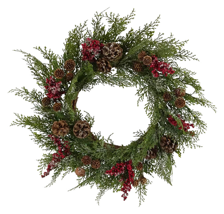 Kort & Co. 22\" Pine Berry Cypress Wreath