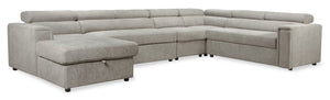 Savvy 5-Piece Linen-Look Fabric Left-Facing Sleeper Sectional - Grey