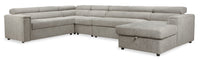 Savvy 5-Piece Linen-Look Fabric Right-Facing Sleeper Sectional - Grey 