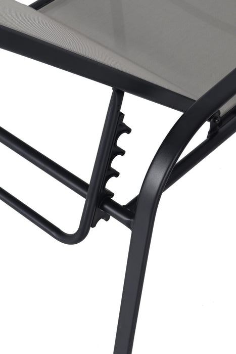 Tuscany Outdoor Patio Lounger with Adjustable Backrest - Metal, UV & Weather Resistant - Beige/Black