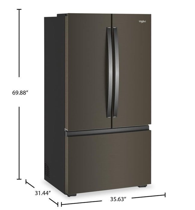 Whirlpool 36\" 24 Cu. Ft. True Counter Depth French Door Refrigerator – Black Stainless Steel - WRFC3036RV