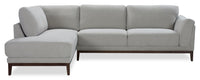 Horizon 2-Piece Left-Facing Fabric Sectional with Wood Base and Legs - Grey 