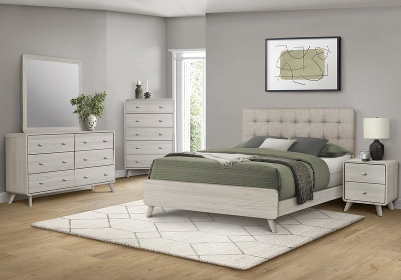 Cami Bedroom 6-Drawer Dresser, Mid-Century Modern, 58.5\"W x 17.5\"H - Grey Oak