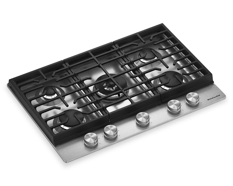 KitchenAid 30\" Gas-on-Metal Cooktop with Integrated Wok Grates – Stainless Steel - KCGK530SSS