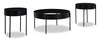 Moira 36” Modern 3-Pack Round Coffee + 2 End Tables - Black