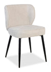 Sara Wing-Back Dining Chair with Polyester Fabric, Metal - White