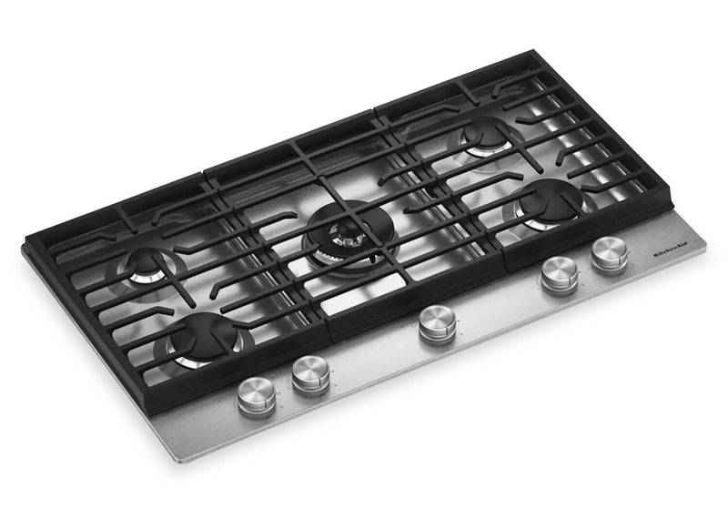 KitchenAid Gas-on-Metal Cooktop with Integrated Wok Grate – Stainless Steel - KCGK536SSS