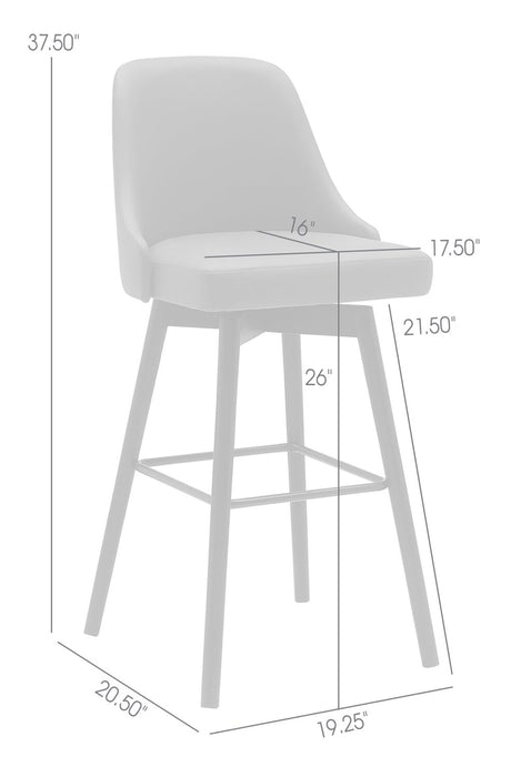 Nash Counter-Height Stool with Swivel Seat, Polyester Fabric, Metal - Dark Grey