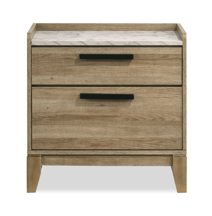 Sable 6pc Bedroom Set with Bed, Dresser, Mirror & Nightstand, Light Brown - Full Size