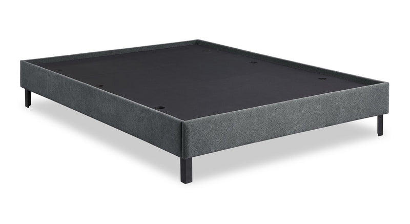 Amos Upholstered Platform Bed in Charcoal Fabric with Channelled Headboard - King Size