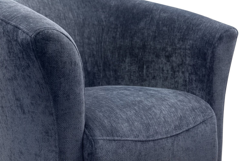 Ethan 31\" Linen-Look Fabric Tub-Style Accent Chair with Wood Legs – Navy  