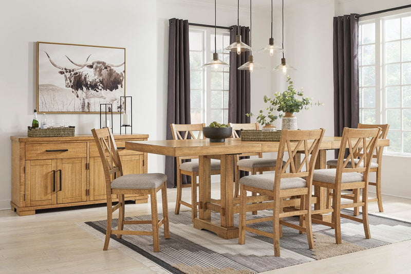 Archer 7pc Counter-Height Dining Package with 72-108\" Extension Table & 6 Chairs - Light Brown