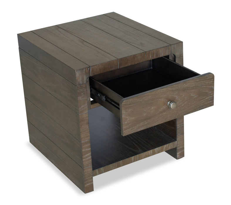 Avalon 22” Modern Solid Wood End Table with Storage - Brown