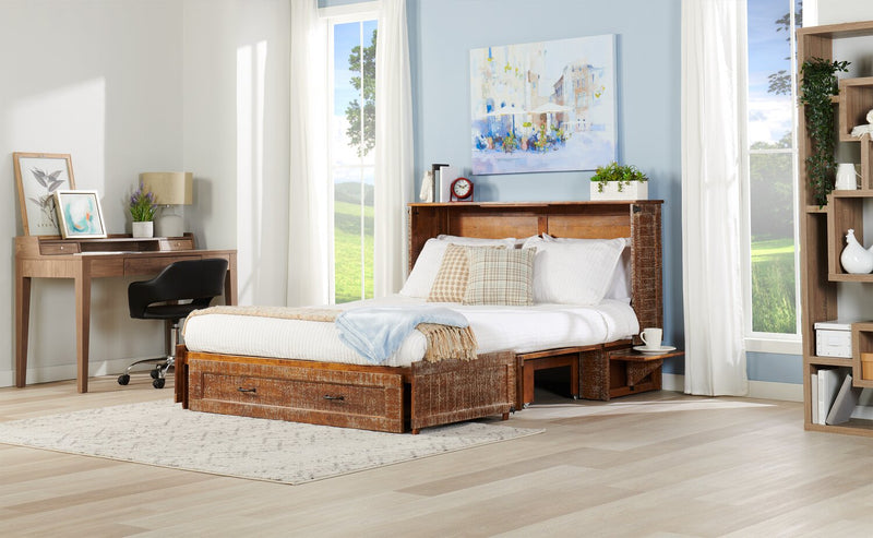 Parker Cabinet Bed, Weathered Brown - Queen Size