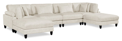 Lounge 6-Piece Chenille Modular Sectional – Beige  