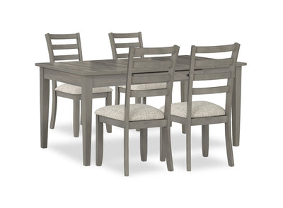 Cove 5pc Dining Table Set with Table & 4 Chairs, Storage Drawers, Melamine, 66"W - Grey | Ensemble de salle à manger Cove 5 pièces en mélamine avec table de 66 po (L), tiroirs de rangement et 4 chaises - gris