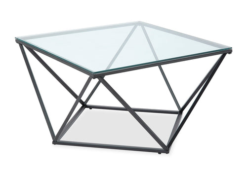 Prism 31.5" Modern Glass Top Coffee Table – Glass with Metal Base  