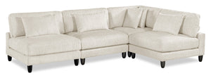 Lounge 4-Piece Chenille Armless Modular Sectional – Beige 
