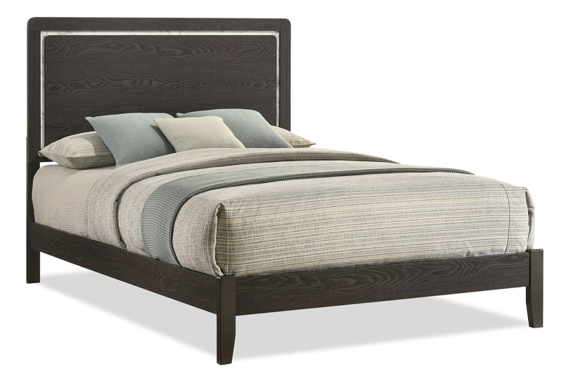 Sable 6pc Bedroom Set with Bed, Dresser, Mirror & Nightstand, Dark Grey - Queen Size