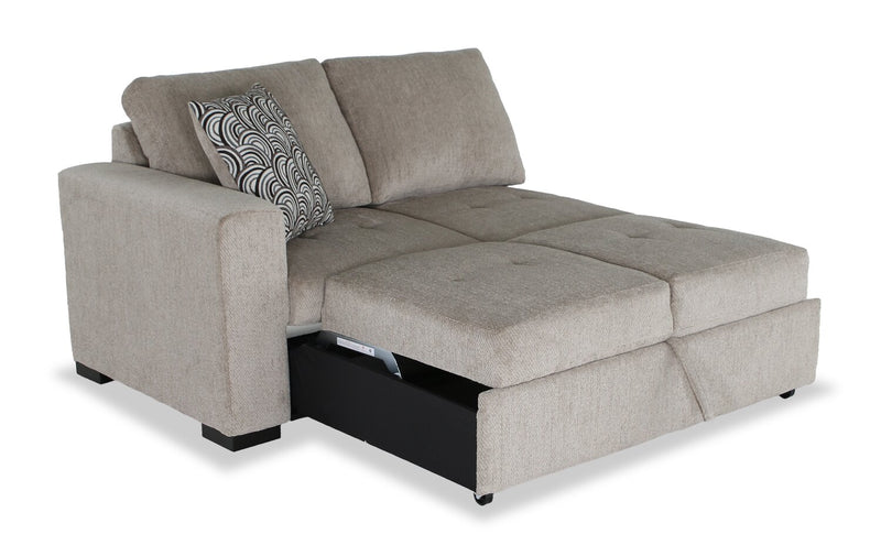 Made in Canada Legend 2-Piece Right-Facing Chenille Fabric Cuddler Sleeper Sectional - Platinum Beige