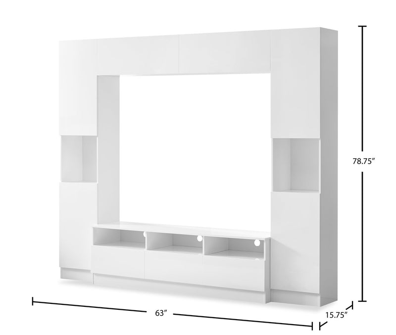 Celine 94.5\" 4 – Piece Entertainment Centre with Storage and Cable Management for TVs up to 70\" - White