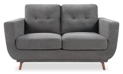 Cosmo 57" Fabric Loveseat with Tufted Back Cushions - Charcoal | Causeuse Cosmo de 57 po en tissu avec coussins de dossier capitonnés - anthracite