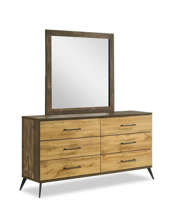 Silas 5pc Bedroom Set with Platform Bed, Dresser & Mirror, LED, Rustic Brown - Full Size