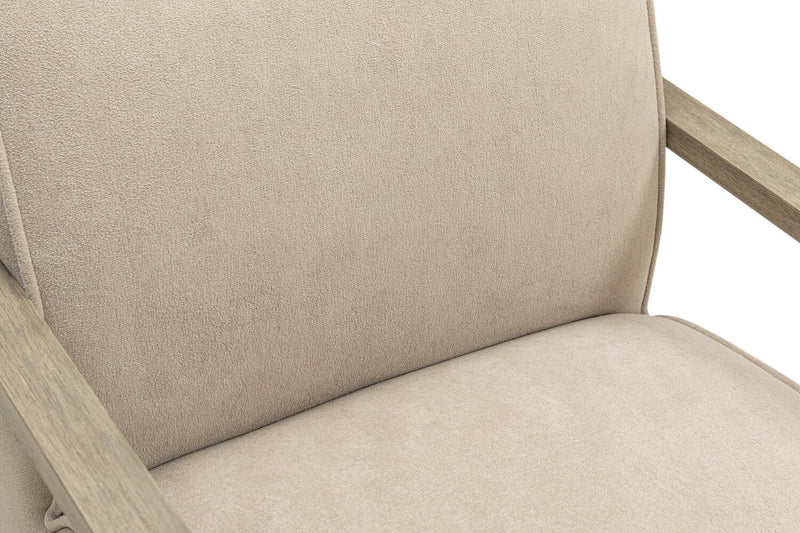 Modell 29.5\" Velvet Swivel Accent Chair with Wood Arms - Beige