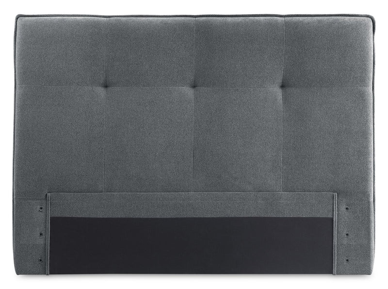 Amos Upholstered Storage Bed in Charcoal Fabric with Tufted Headboard & 3 Built-in Drawers - Full Size