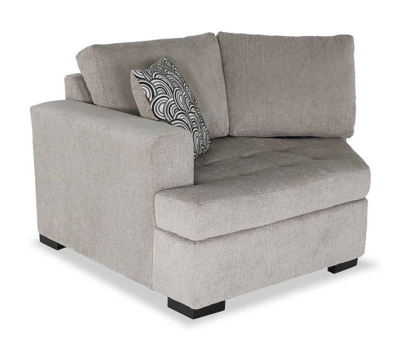 Made in Canada Legend 2-Piece Left-Facing Chenille Fabric Cuddler Sleeper Sectional - Platinum Beige