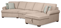 Scott Living Haven 3-Piece Left-Facing Chenille Fabric Cuddler Sleeper Sectional with Storage - Taupe 