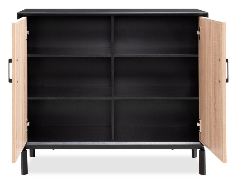 Alenna 36\" 2-Door Accent Cabinet - Black with Weathered White Doors