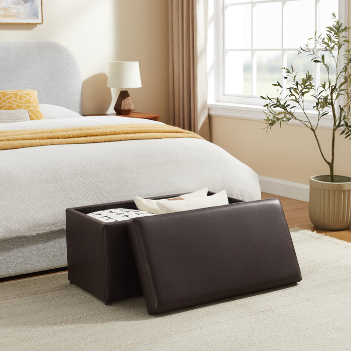 Edmonton 32\" Faux Leather Storage Ottoman - Espresso
