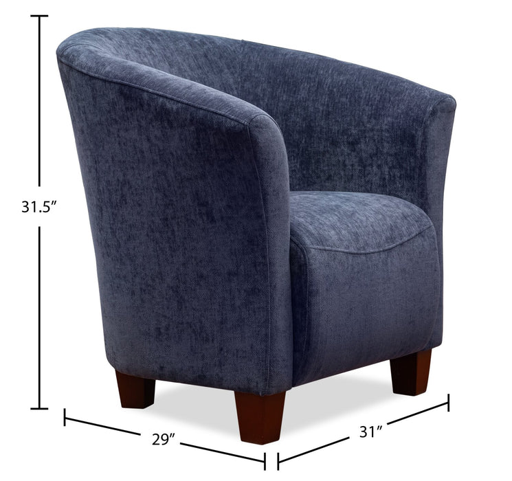 Ethan 31\" Linen-Look Fabric Tub-Style Accent Chair with Wood Legs – Navy  