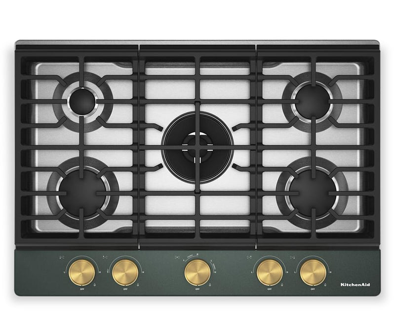 KitchenAid 30\" Gas-on-Metal Cooktop with Integrated Wok Grates – Juniper - KCGK530SJP