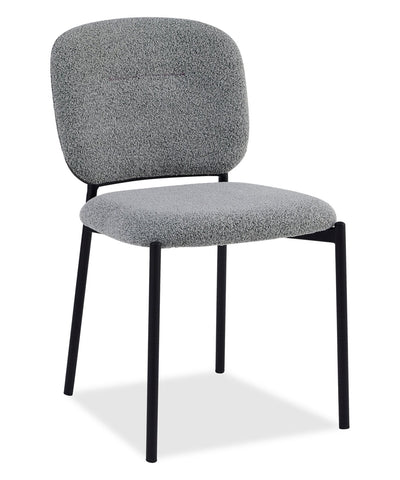Luka Dining Chair with Boucle Fabric, Metal - Grey | Chaise de salle à manger Luka en tissu bouclé et en métal - grise