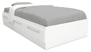 Riley Mates Bed with 3-Drawer Storage for Kids, Made in Canada, White - Twin Size