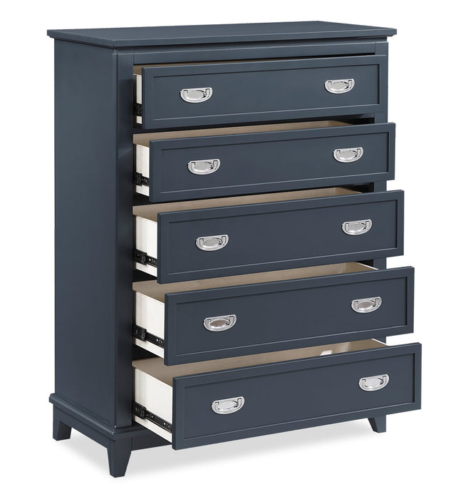 Quinn Bedroom Chest of Drawers, 5-Drawer, 36.5\"W x 48.5\"H - Blue