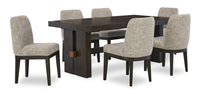 Metro 7pc Dining Set with Table & 6 Chairs; 72-90