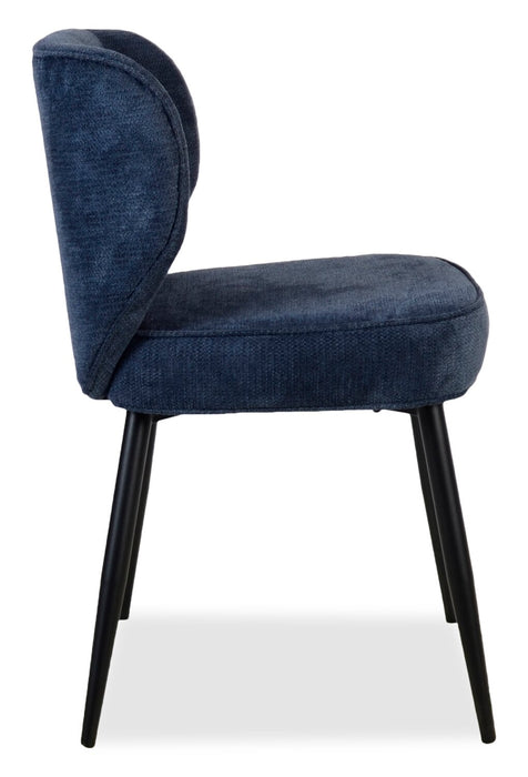 Sara Wing-Back Dining Chair with Polyester Fabric, Metal - Blue