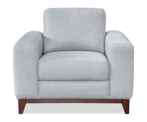 River 40.1" Linen-Look Fabric Chair with Wood Base and Legs - Grey 