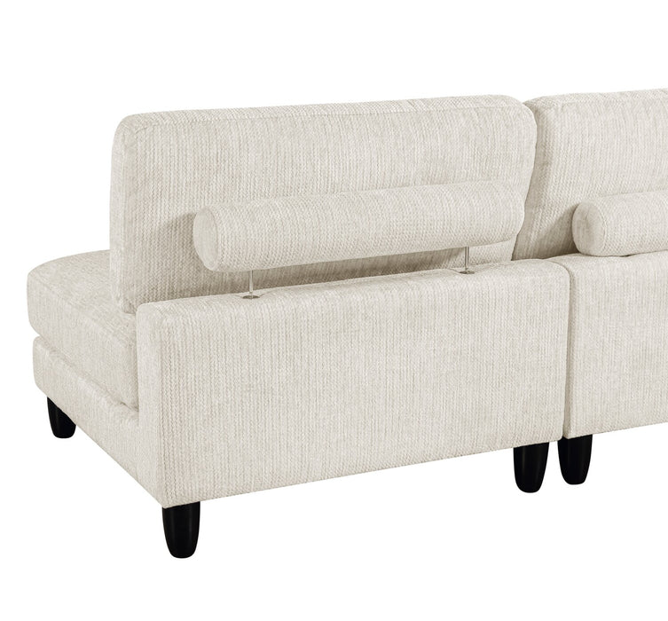 Lounge 5-Piece Chenille Modular Sectional with Ottoman – Beige 