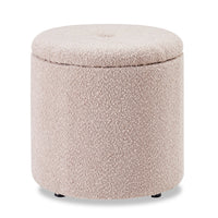 Saskatchewan Round Fabric Storage Ottoman - Pink 