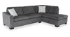Aubrey 114\" Right-Facing Chenille Fabric Eurostyle Queen Sofa Bed Sectional with Wooden Legs – Grey