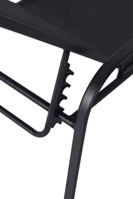 Tuscany Outdoor Patio Lounger with Adjustable Backrest - Metal, UV & Weather Resistant - Grey/Black
