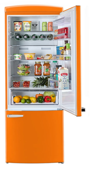 Unique Classic Retro 28\" 17 Cu Ft. Bottom Mount Refrigerator - Orange - UNQ-455L O AC