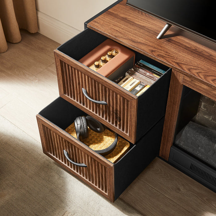  Harvin 54\" Electric Fireplace TV Stand with Storage for TVs up to 60\" – Brown Oak 