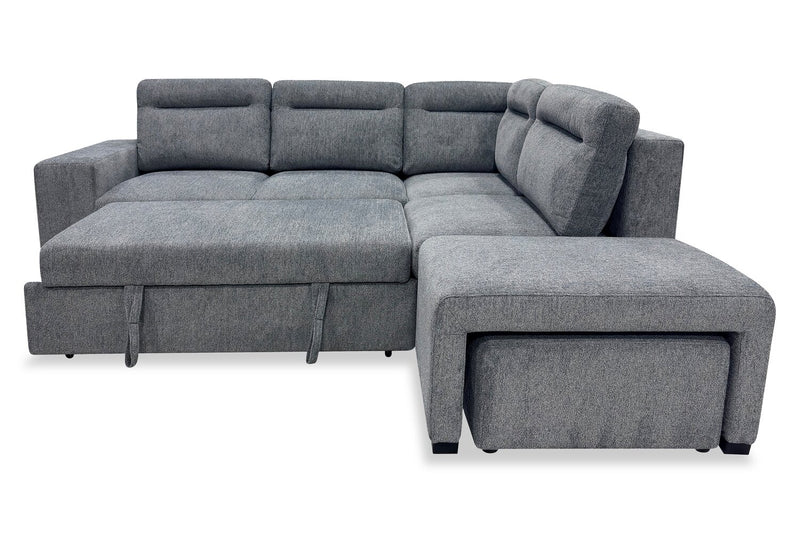 Coast 3-Piece Right-Facing Fabric Sleeper Sectional with Storage and Ottoman - Smoke